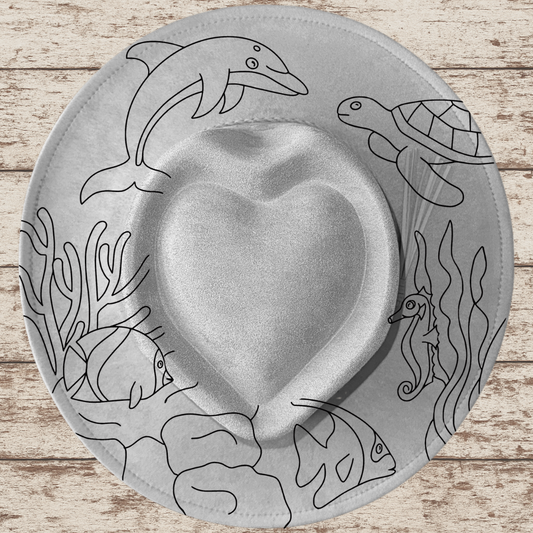 Ocean Critters Wide Brim Heart Hat