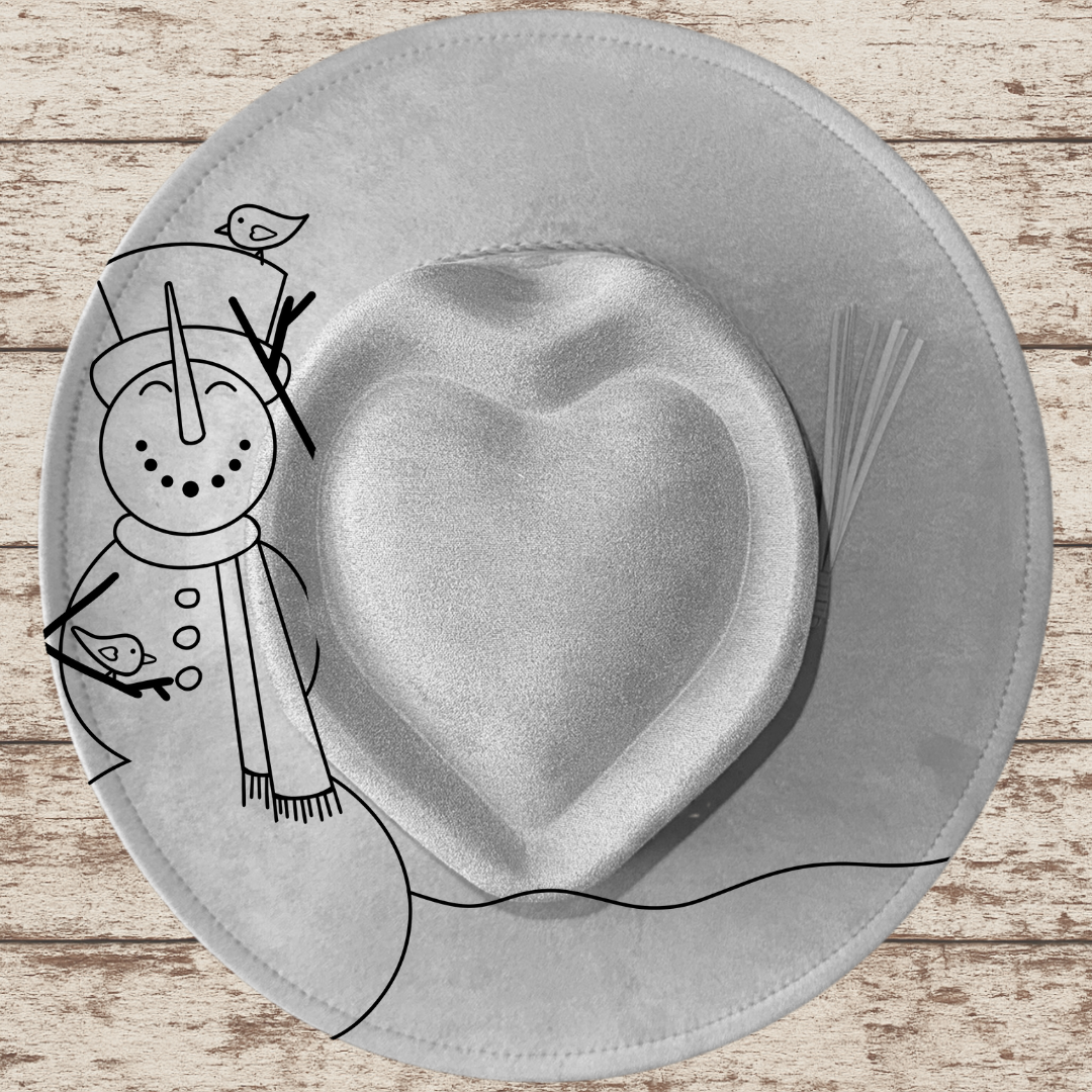 Snowman Wide Brim Heart Hat