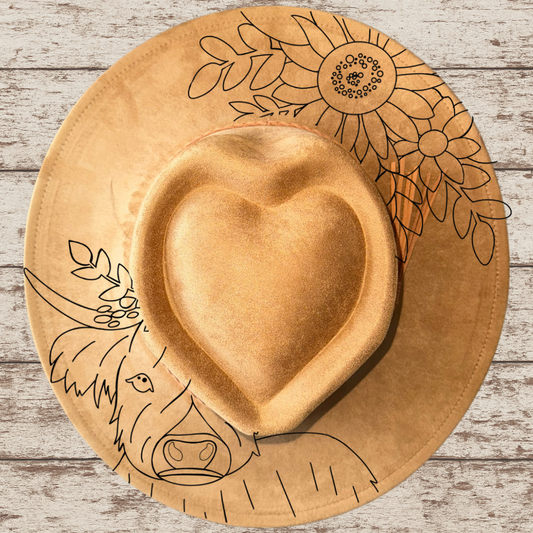 Honey Highlander Wide Brim Heart Hat