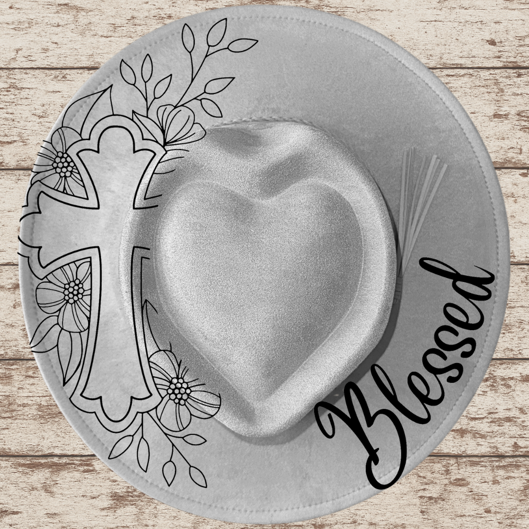Blessed Wide Brim Heart Hat