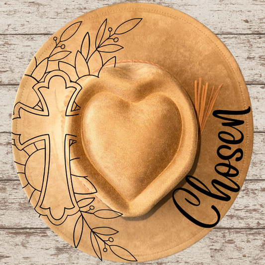 Chosen Wide Brim Heart Hat