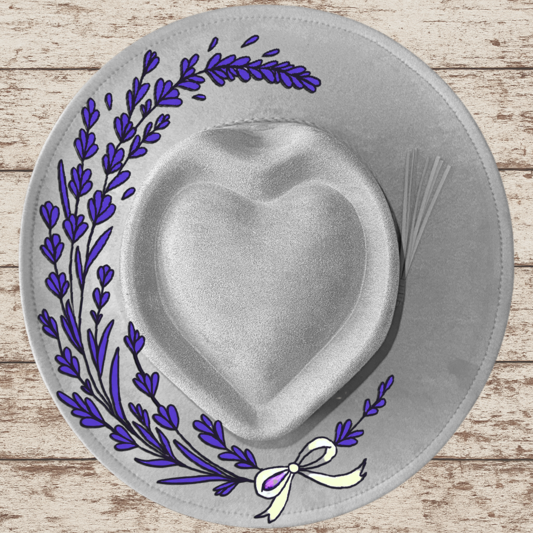 Lavender Wide Brim Heart Hat