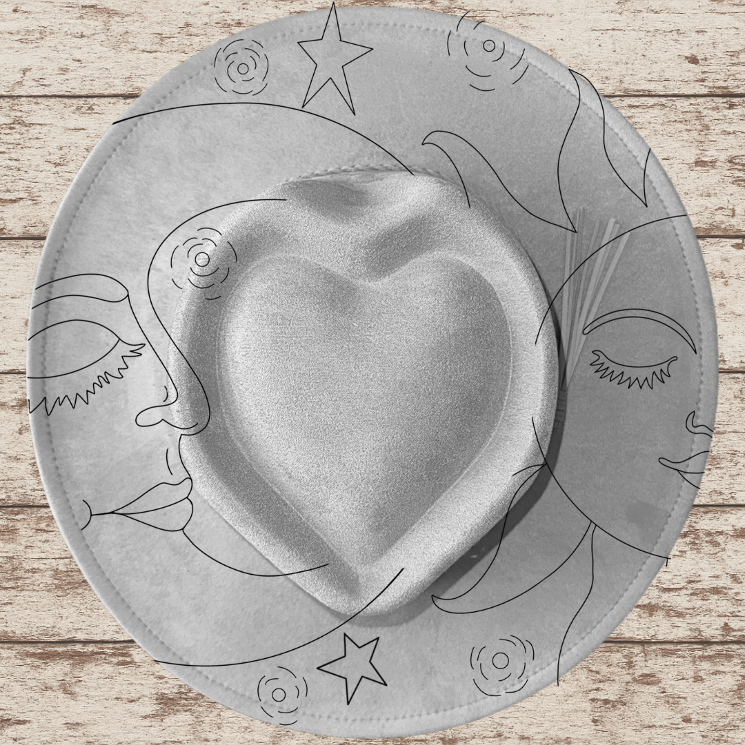 Sun & Moon Wide Brim Heart Hat