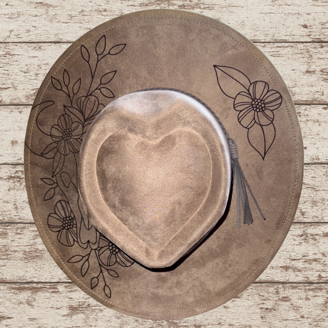 Steer Skull Wide Brim Heart Hat