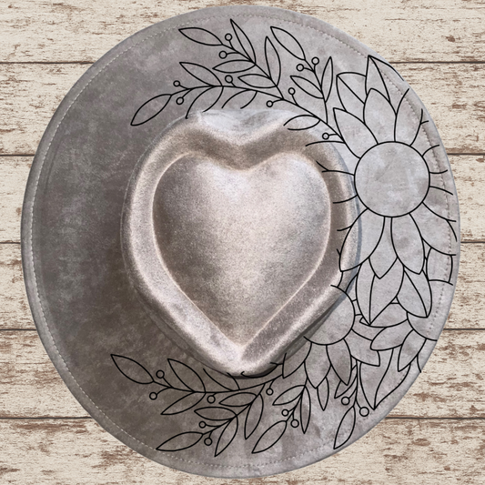 Sunflower Wide Brim Heart Hat
