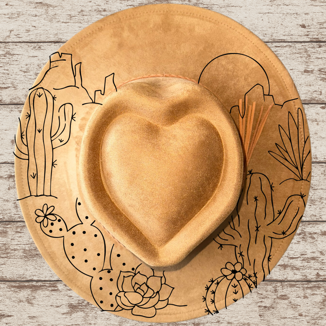Cactus Sunset Wide Brim Heart Hat