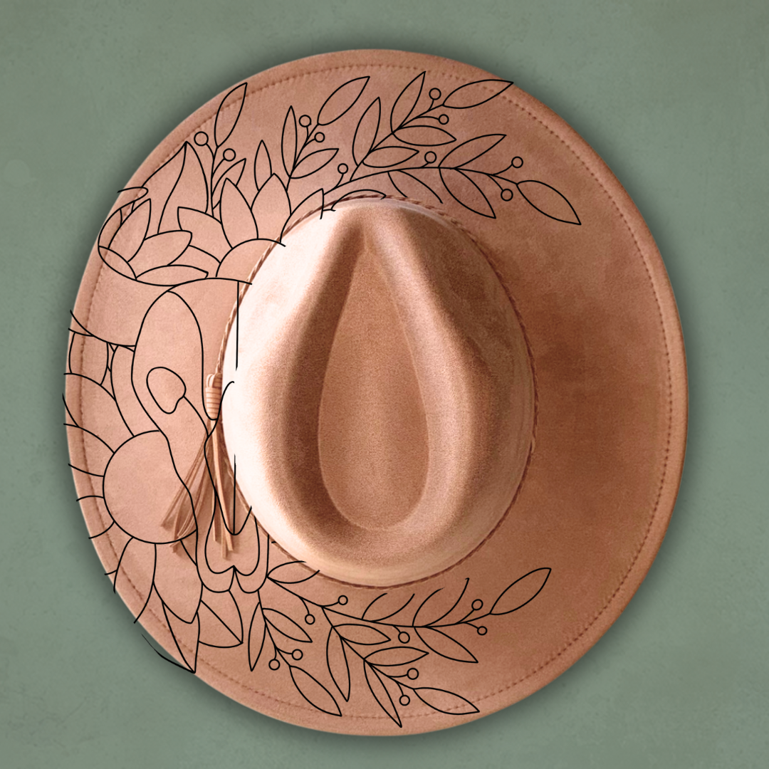 Sunflower Steer Skull Wide Brim Hat