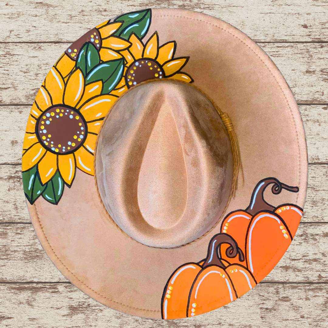 Sunflower Pumpkin Wide Brim Hat