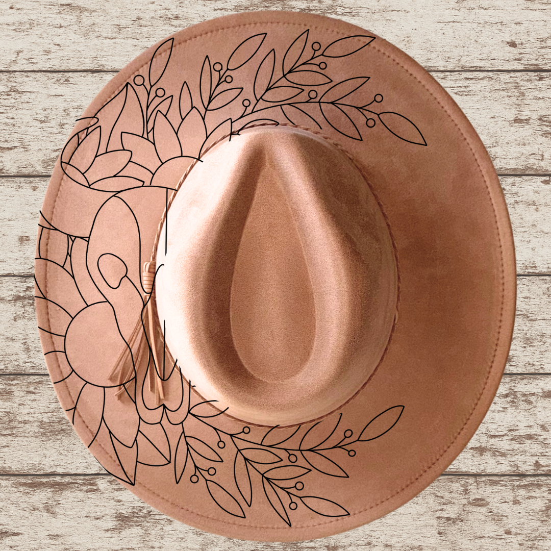 Sunflower Steer Skull Wide Brim Hat