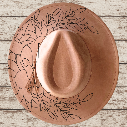 Sunflower Steer Skull Wide Brim Hat
